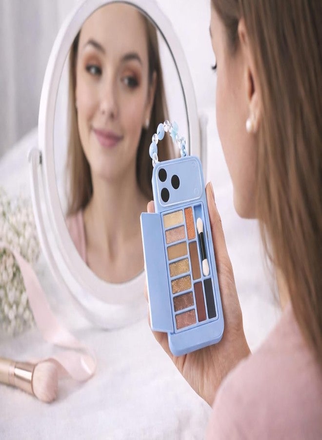 TeraaBliss Phone Case Style Makeup Kit Model 17, Unique Multi-Shade Eyeshadow Palette Set with Matte, Shimmer & Glitter Finishes, Mini Portable Compact Cosmetic Kit for Daily, Party & Gifting Use (Blue) - Image 5