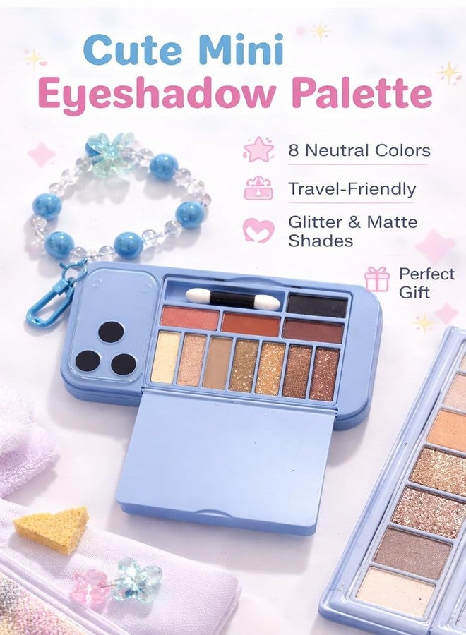 TeraaBliss Phone Case Style Makeup Kit Model 17, Unique Multi-Shade Eyeshadow Palette Set with Matte, Shimmer & Glitter Finishes, Mini Portable Compact Cosmetic Kit for Daily, Party & Gifting Use (Blue) - Image 3