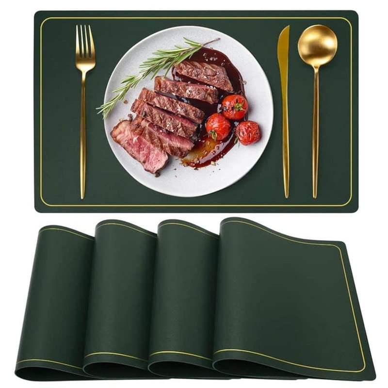 Palshiv Leather Placemats Set of 4 Waterproof Wipeable Washable Indoor Placemats for Dining Table Home Kitchen Dinner Elegant Rectangle Placemats Easy Clean Table Mats Size 45x30 cm - Image 1