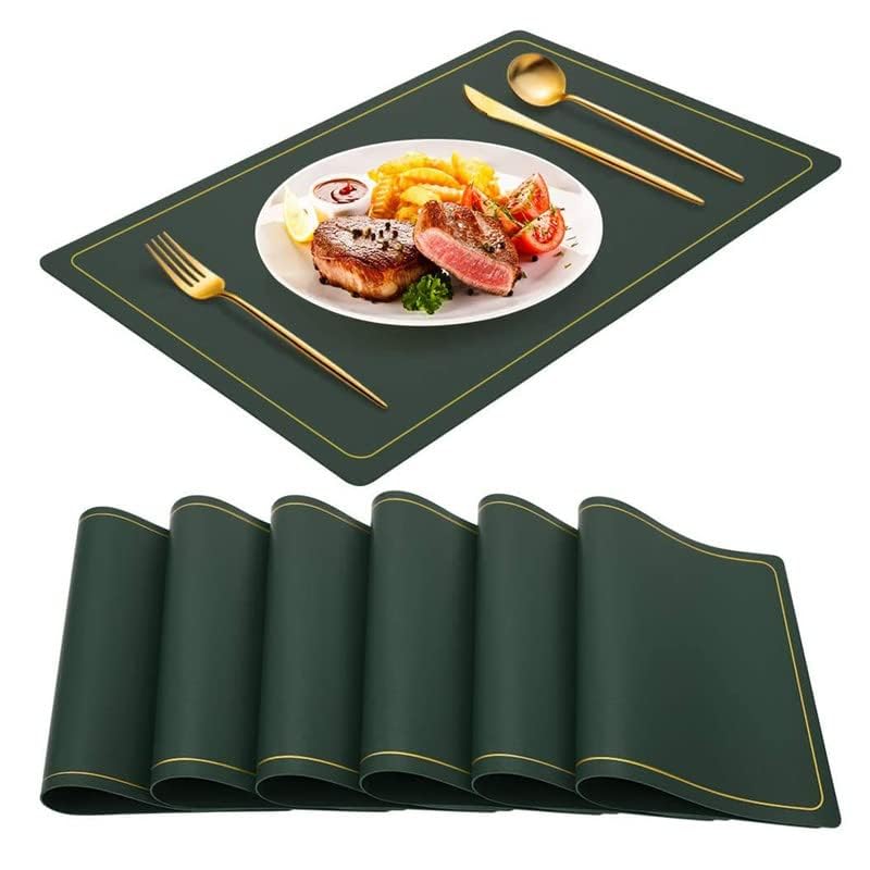 Palshiv Leather Placemats Set of 4 Waterproof Wipeable Washable Indoor Placemats for Dining Table Home Kitchen Dinner Elegant Rectangle Placemats Easy Clean Table Mats Size 45x30 cm - Image 4