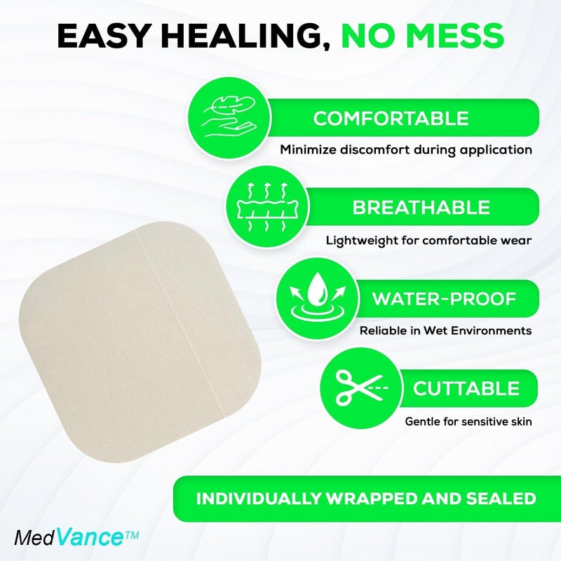 MedVance TM Hydrocolloid Hydrocolloid Adhesive Thin Dressing 15 cm x 15 cm Box of 5 Dressing - Image 4
