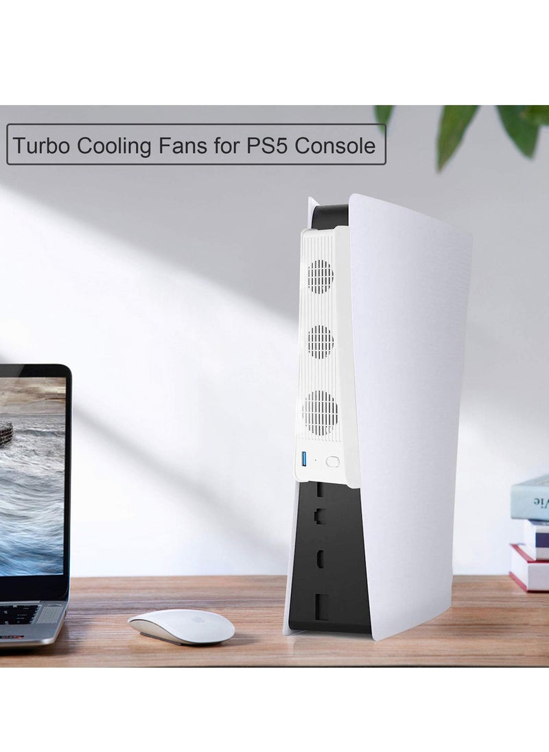 Cooling Fan for PS5, USB External Cooler 3 Fan Temperature Control Cooling Fans for Sony Playstation 5 Digital Edition Game Console