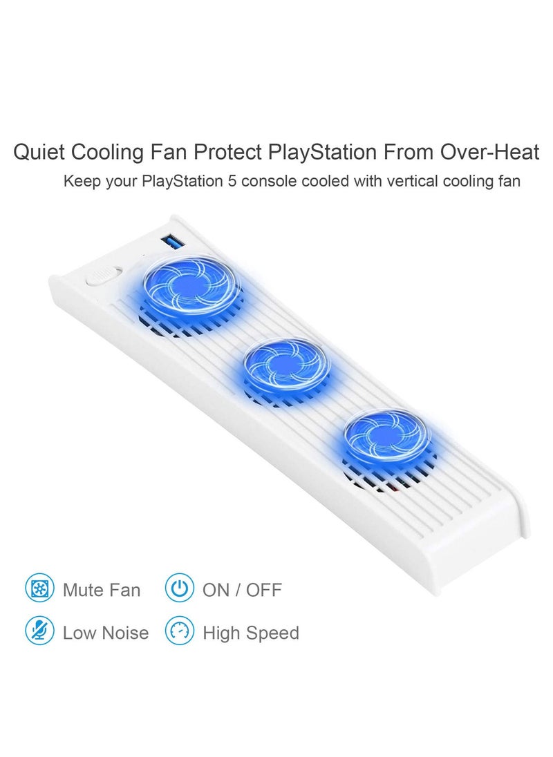 Cooling Fan for PS5, USB External Cooler 3 Fan Temperature Control Cooling Fans for Sony Playstation 5 Digital Edition Game Console