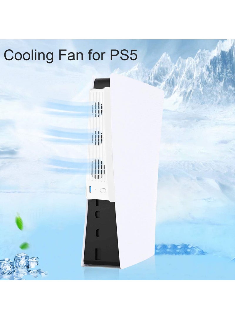 Cooling Fan for PS5, USB External Cooler 3 Fan Temperature Control Cooling Fans for Sony Playstation 5 Digital Edition Game Console