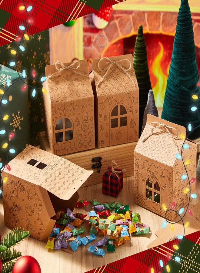 Harloon 12 Sets Gingerbread Paper Coloring Houses DIY Craft Color Your Own Cardboard Gingerbread House Kit Christmas Coloring Kraft House for Christmas Holiday Party Favor Gift - Image 5