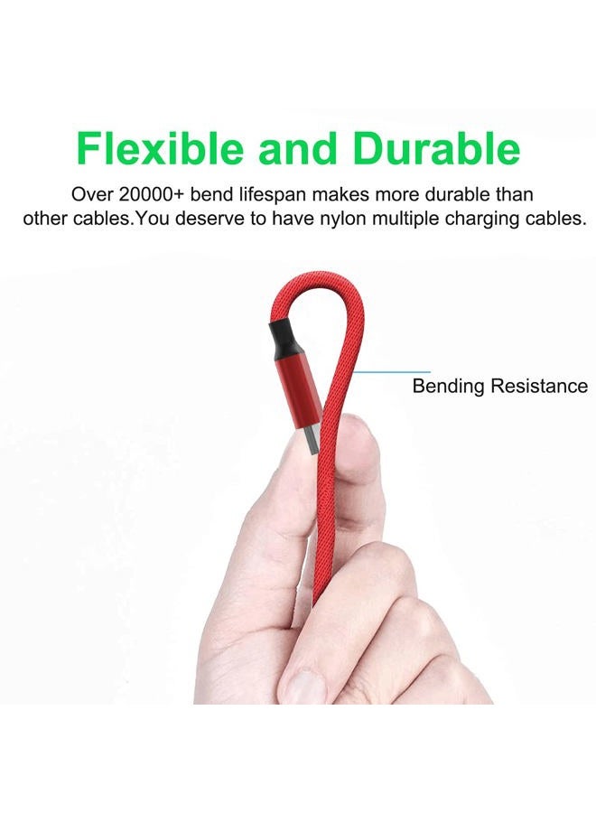 MTAKYI Multi 3 in 1 USB Long iPhone Charging Cable, 1.8M/5.9Ft Nylon Braided Universal Phone Charger Cord USB C/Micro USB/Lightning Connector Adapter for Android/Apple/Samsung/LG/Pixel/Huawei/XiaoMi(Red) - Image 4