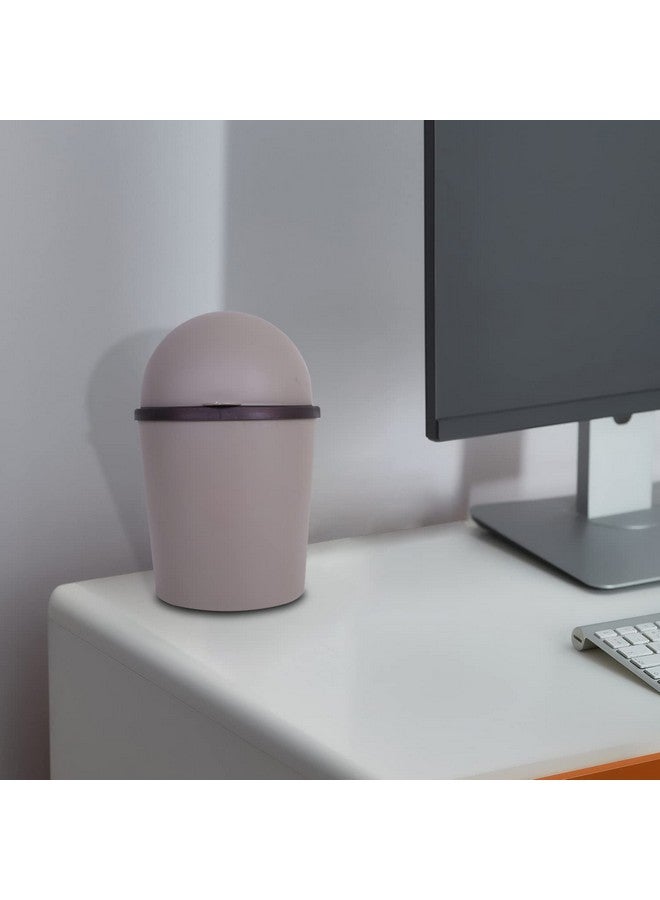 Kuber Industries Table Dustbin|Plastic Swinging Lid Waste Storage Garbage Bin|Desktop Trash Can For Study Table, Office(Coffee) - Image 5