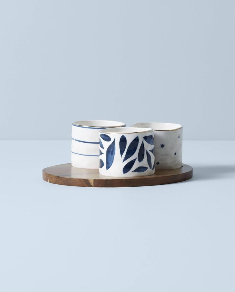 LENOX Lenox Blue Bay 4Piece Snack Bowl  Tray Set 210 LB  - Image 2