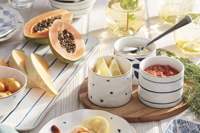 LENOX Lenox Blue Bay 4Piece Snack Bowl  Tray Set 210 LB  - Image 3