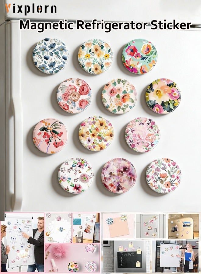 فيكسبلورن 12 قطعة من مغناطيس الثلاجة الزجاجي القوي، ملصقات الثلاجة، مغناطيسات الثلاجة الكريستالية الملونة المزخرفة للحرف اليدوية، مغناطيسات الثلاجة للمطبخ، السبورة البيضاء للمكتب، الخزانة وغسالة الأطباق - Image 1