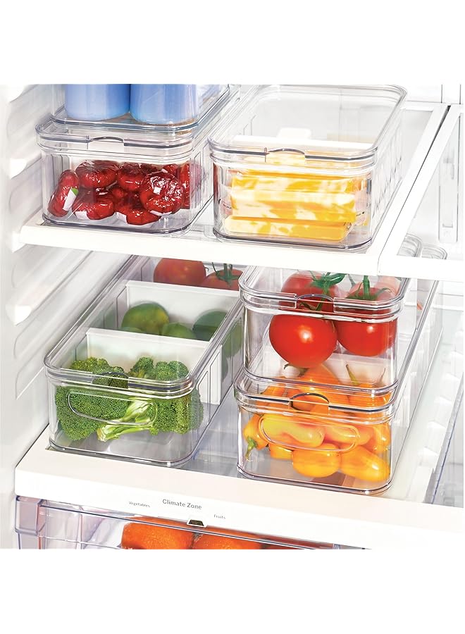 IDesign Crisp Stackable Refrigerator And Pantry Large Divided Bin, Bpa Free Plastic, Clear And White - Image 5