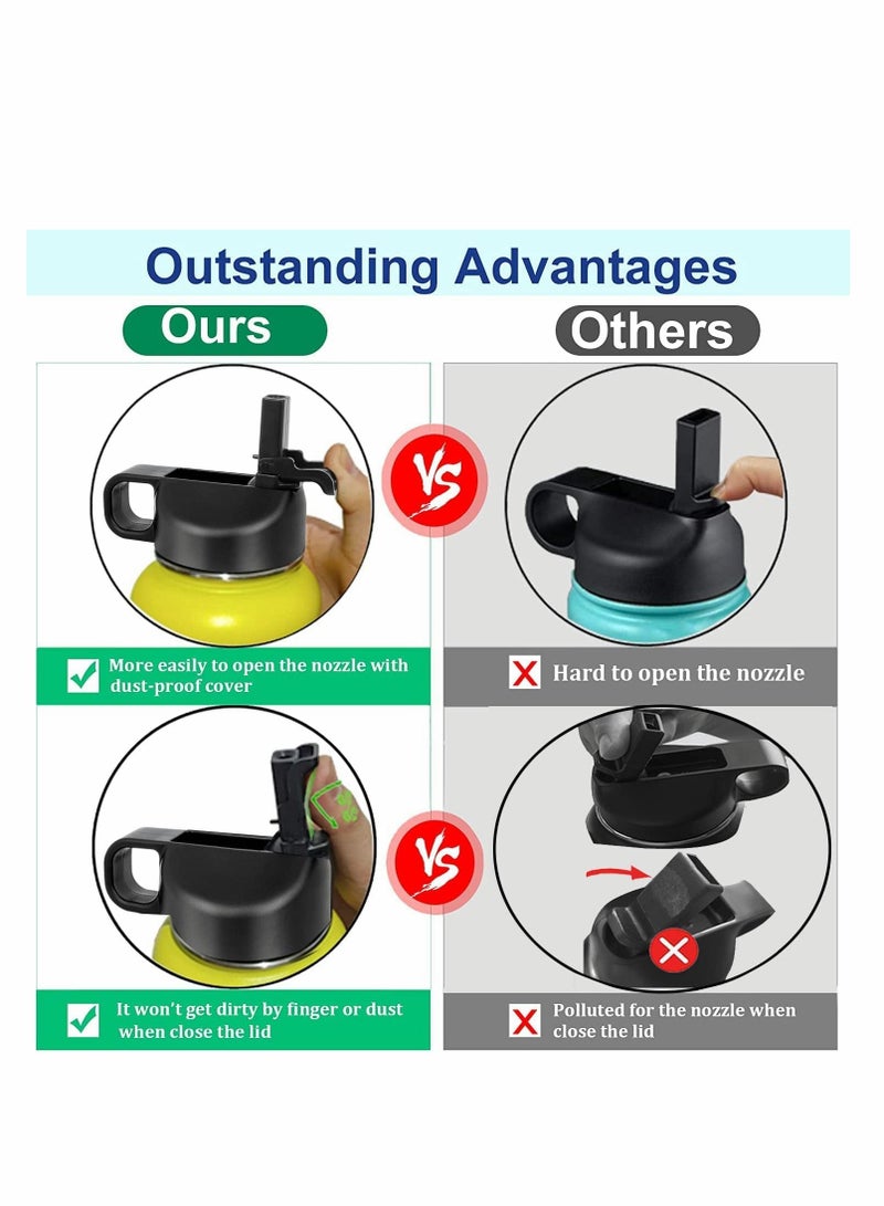 SYOSI Straw Lid Suitable For Hydro Flask,Straw Cap Wide-Mouth Water Bottle 18 32 40 Ounces (About 1.18 Liters) Wide Mouth, Top Replacement (With 2 Straws And 1 Brush) - Image 5