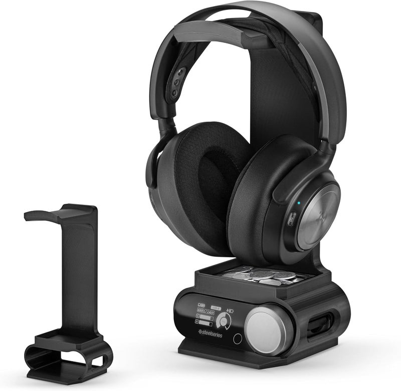 براينوافز حامل سماعات الأذن وجهاز تحكم الألعاب من مصمم لسماعات Steelseries Arctis Nova Pro اللاسلكية مع قاعدة محطة الإرسال اللاسلكية - أسود (HP03) - Image 1