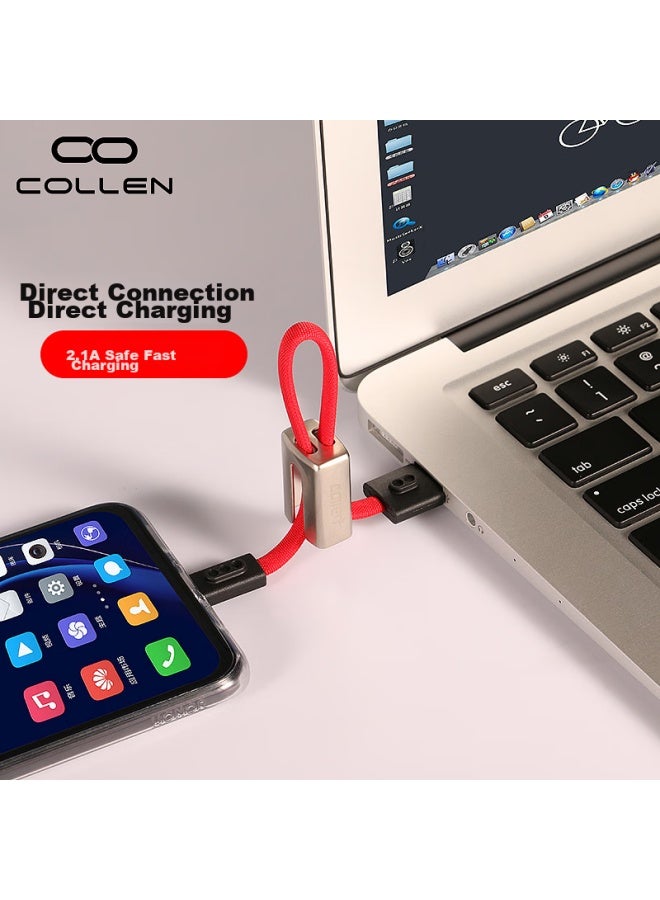 Collen Creative Portable Keychain-shaped Type-c Data Cable, Compatible With Huawei P10/p9/honor 8/mate9/v10/xiaomi, China Red - Image 3