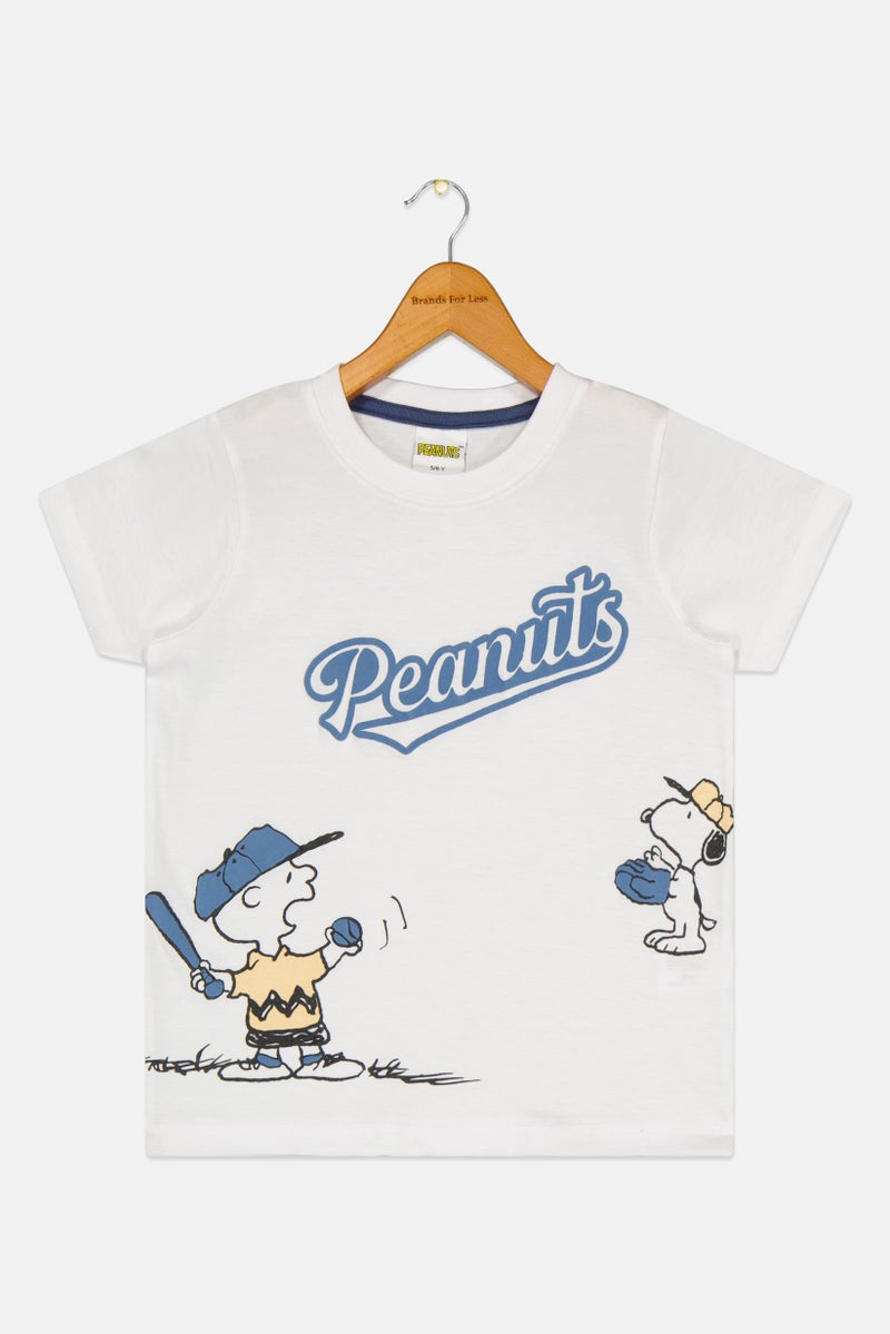 Peanuts Kids Boy Crew Neck Short Sleeve Graphic Print T-Shirt, White - Image 2