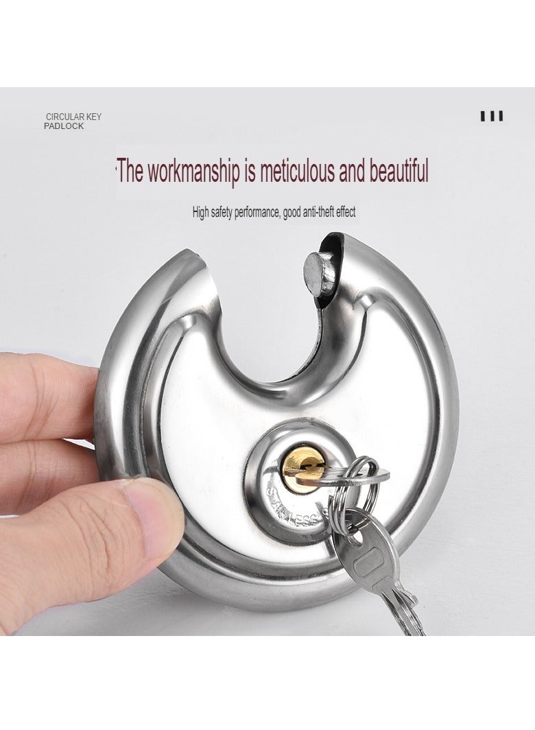 Keyed Padlock, Strong Durable Stainless Steel Disc Locker Lock, Waterproof Outdoors Gate Storage Unit Lock, Heavy Duty Padlock For Warehouse, Bags, Gym Storage, (1pc, 70mm) - Image 2