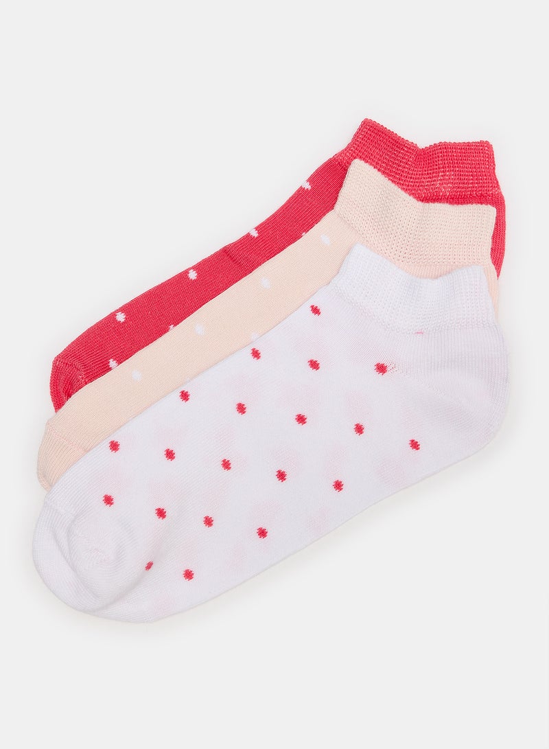STITCH Girls Pack of 3 Lycra Ankle Casual Dots Socks  - Image 1