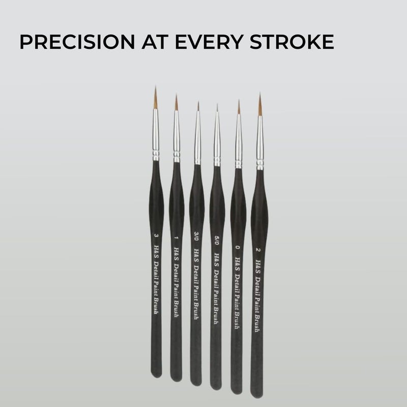 H&S Fine Detail Paint Brush Set for Oil & Acrylic Painting - 6pcs - Thin Tip Paint Brushes with Synthetic Hair - Miniature Model Brushes Also for Watercolor - Image 5