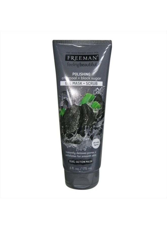 Freeman Beauty Freeman Feeling Beautiful Charcoal & Black Sugar Gel Mask and Scrub, 6-Ounce, 2 Count  - Image 1