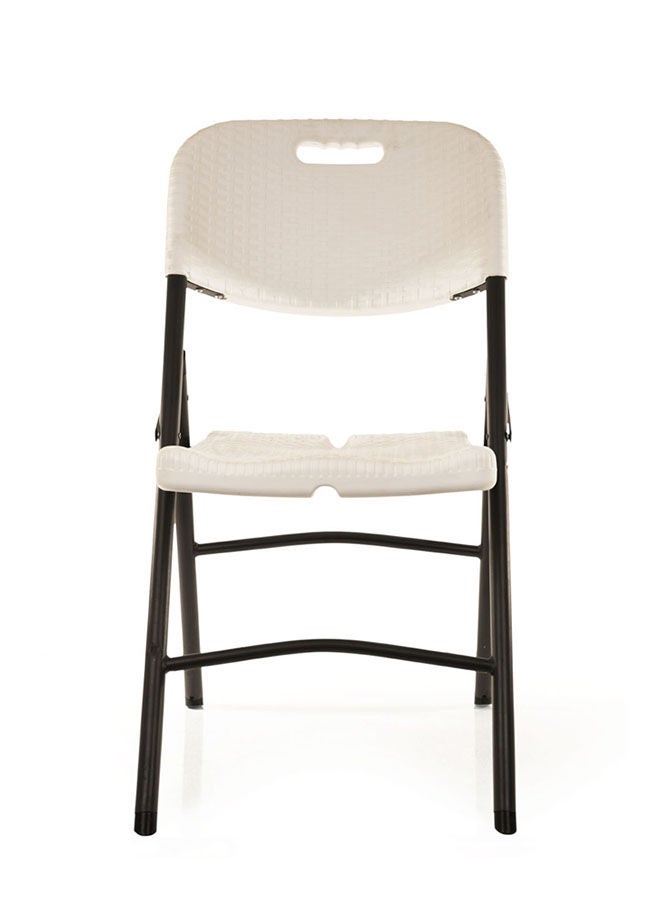 Mintra Plastic And Rattan Foldable Chair Metal Frame 50Lx87Wx45H , Off-White. - Image 1