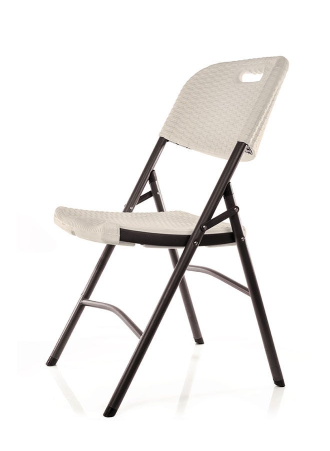 Mintra Plastic And Rattan Foldable Chair Metal Frame 50Lx87Wx45H , Off-White. - Image 2