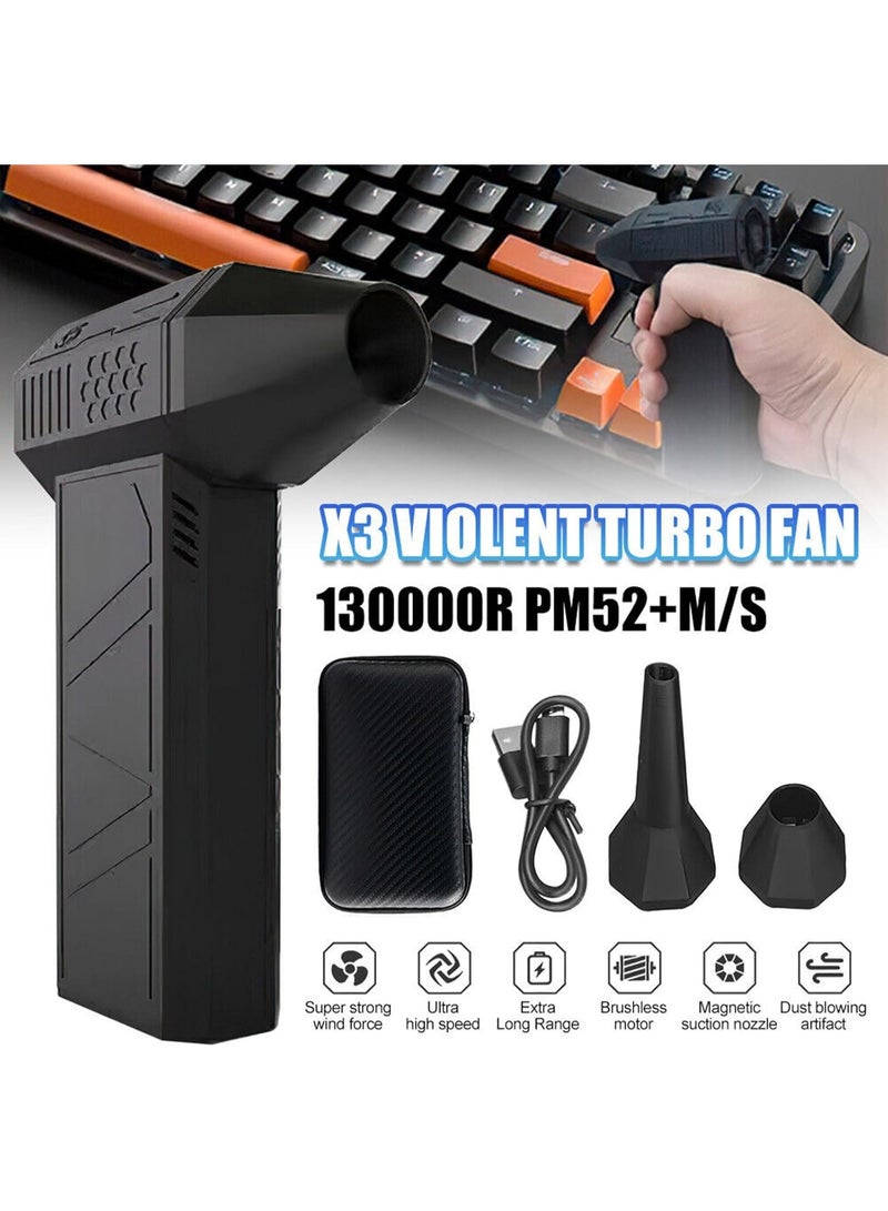 ACLIX Mini Turbo Jet Fan 130000RPM 52m/s – Powerful Wireless 3000mAh Portable Turbo Fan for Cleaning, Camping & Outdoor Use, High-Speed Mini Fan with Violent Airflow for Efficient Drying & Dust Removal – Compact, Rechargeable & Versatile Handheld Blower - Image 3