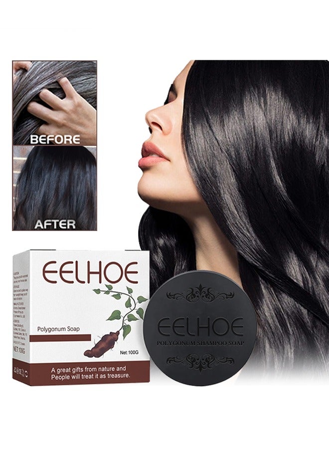 EELHOE Polygonum Soap - Black and Thick Hair Polygonum Soap Bar, He Shou Wu Shampoo Soap, Natural Polygonum Hair Soap, Promotes Hair Growth and Prevents Hair Loss100g - Image 1