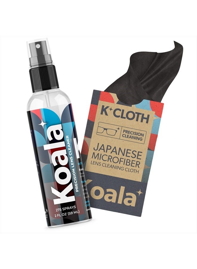 Koala Lifestyle Koala Eyeglass Lens Cleaner Spray Kit | (1x) Glasses Cleaner Bottle + (1x) Microfiber Cloth | Alcohol Free Eyeglasses, Screen, and Camera Cleaning Kit | Made in USA (2 Piece Set) - Image 1