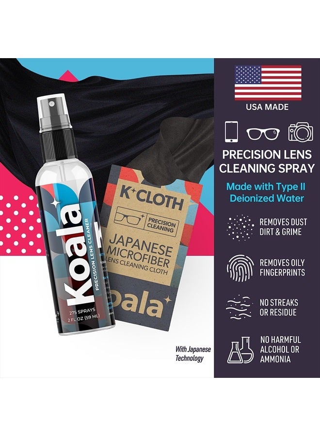 Koala Lifestyle Koala Eyeglass Lens Cleaner Spray Kit | (1x) Glasses Cleaner Bottle + (1x) Microfiber Cloth | Alcohol Free Eyeglasses, Screen, and Camera Cleaning Kit | Made in USA (2 Piece Set) - Image 2