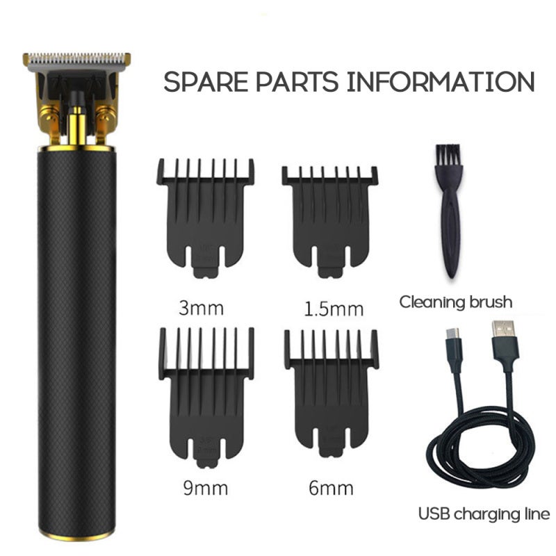 Electrical Hair Cutter: Gold T-Shape Titanium Steel Ceramic Tool Bit, Portable Lightweight Fashion Design - USB Rechargeable Large Capacity Battery, One-Key Operation for Home Personal Grooming - Image 3