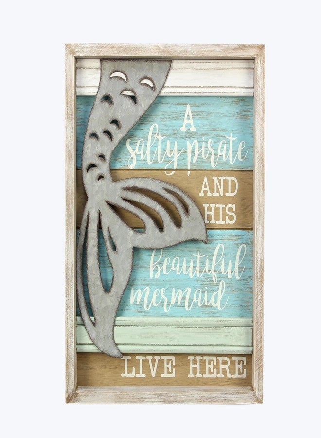 Young's Inc Wood Salty Mermaid Pirate Wall Sign