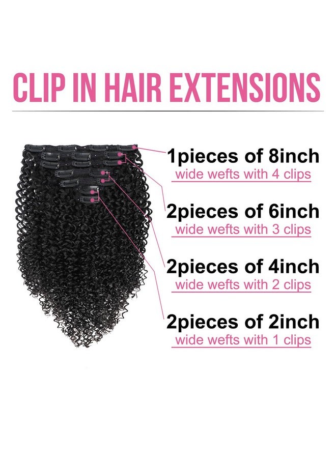 ORIGINAL QUEEN - Clip In Hair Extensions Real Human Hair Kinky Curly Clip Ins Hair Extensions For Women 7Pcs 120G/Set 24Inch Clip On Hair Extensions Double Weft Brazilian Remy Natural Black Oq Human Hair - Image 1