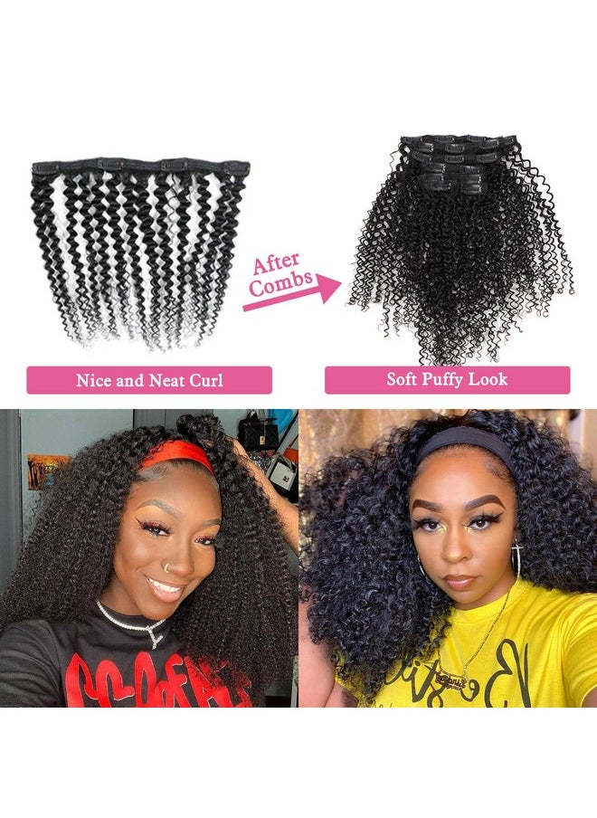 ORIGINAL QUEEN - Clip In Hair Extensions Real Human Hair Kinky Curly Clip Ins Hair Extensions For Women 7Pcs 120G/Set 24Inch Clip On Hair Extensions Double Weft Brazilian Remy Natural Black Oq Human Hair - Image 1