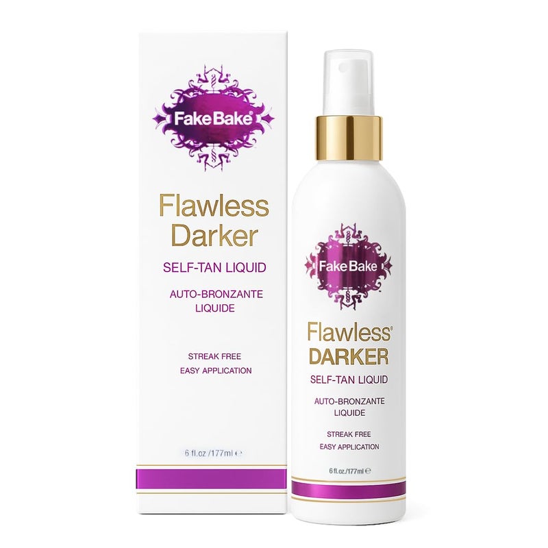 Fake Bake Flawless Darker Self-Tanning Liquid Streak-Free, Long-Lasting Natural Glow For All Skin Tones - Sunless Tanner Includes Professional Mitt For Easy Application, Black Coconut Scent - 6 oz - Image 1