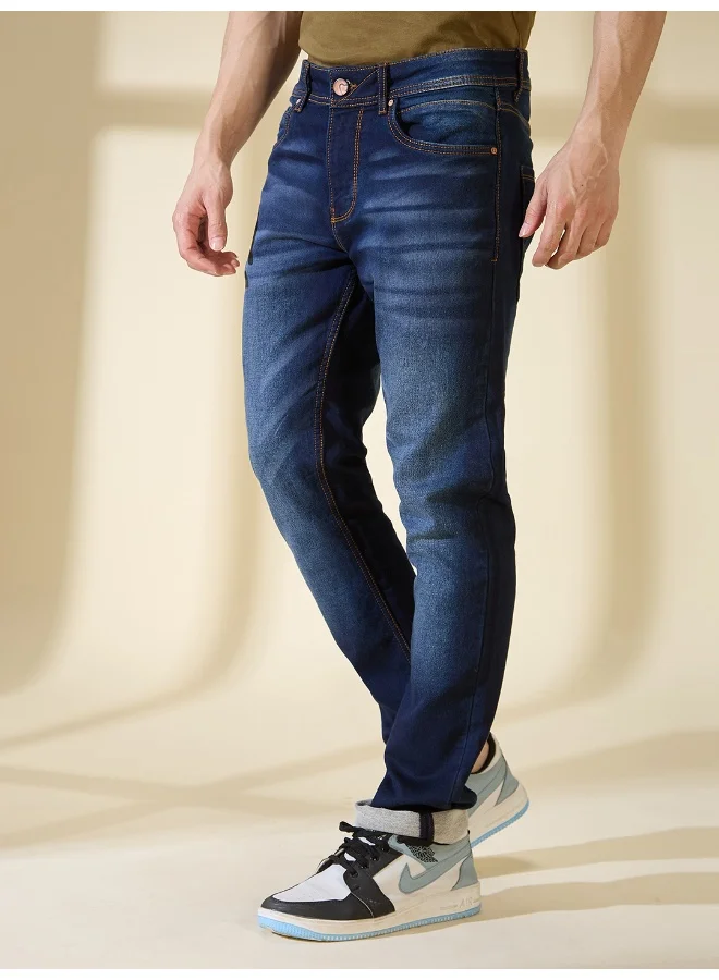 Being Human Mens Dark Tone Slim Straight Fit Denims