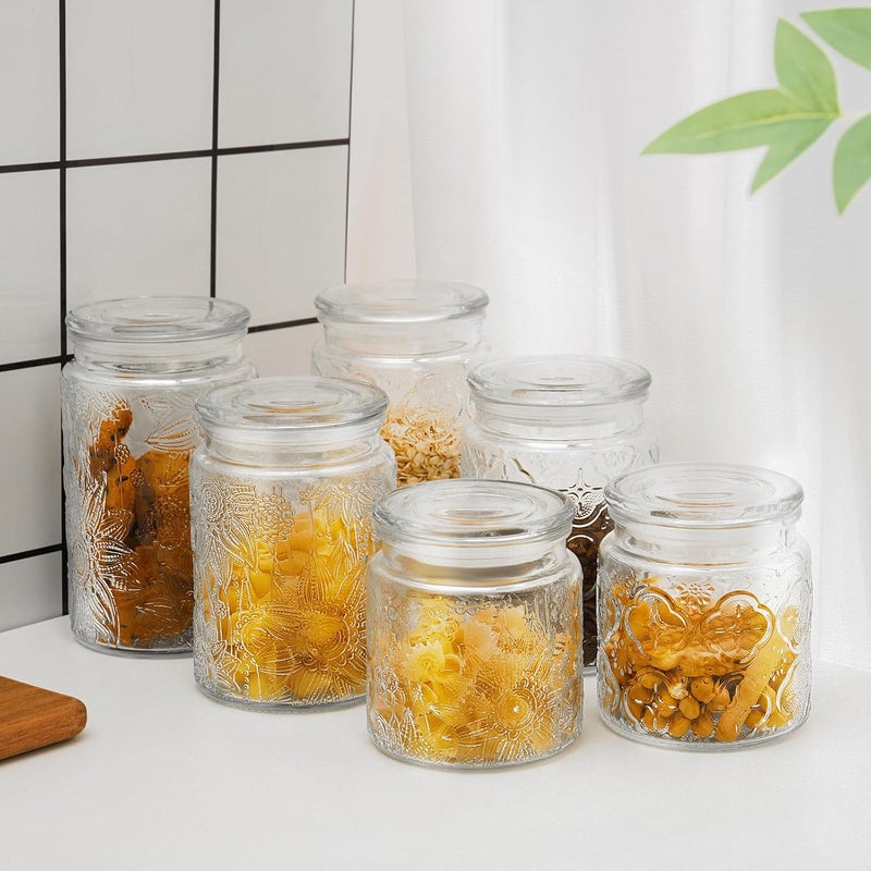 Adodeen 32oz Vintage Glass Jar With Lid, Glass Storage Containers, Airtight Kitchen Storage Containers For Sugar, Coffee, Tea, Spice, Flour, Candy Cookie, Pasta, Cereal, Cute Decorative Jars - Image 5