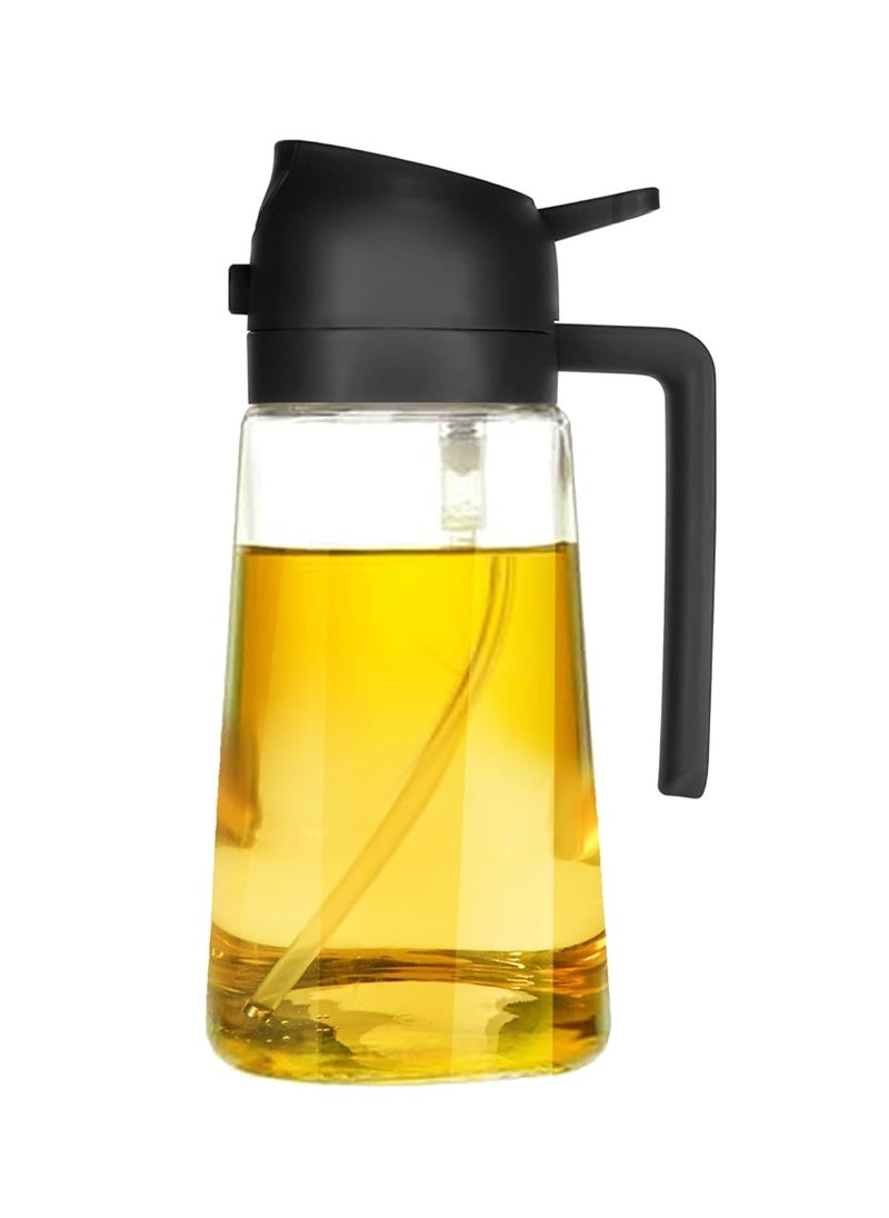 Meishida - 16oz Olive Oil Dispenser Bottle for Kitchen - 2 in 1 Oil Dispenser and Oil Sprayer for Cooking, Air Fryer, Salad, 470ml Olive Oil Sprayer - Black - Image 1