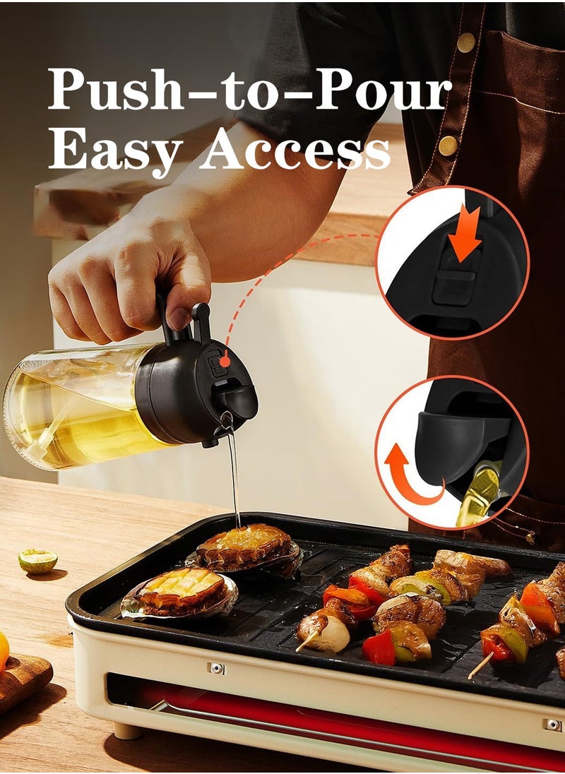 Meishida - 16oz Olive Oil Dispenser Bottle for Kitchen - 2 in 1 Oil Dispenser and Oil Sprayer for Cooking, Air Fryer, Salad, 470ml Olive Oil Sprayer - Black - Image 1