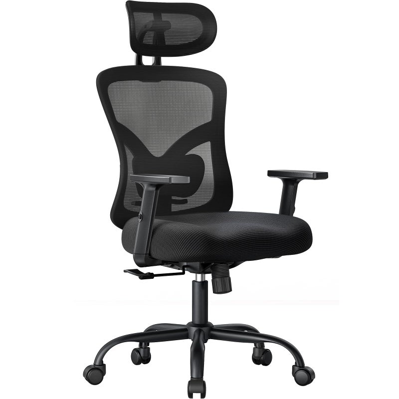 NOBLEWELL NOBLEWELL Ergonomic Office Chair with Padded Lumbar Support 2D Headrest Adjustable Armrests Upgraded Contoured Seat Cushion 130 Rocking Tilt Computer Chair for Home Office NWOC11