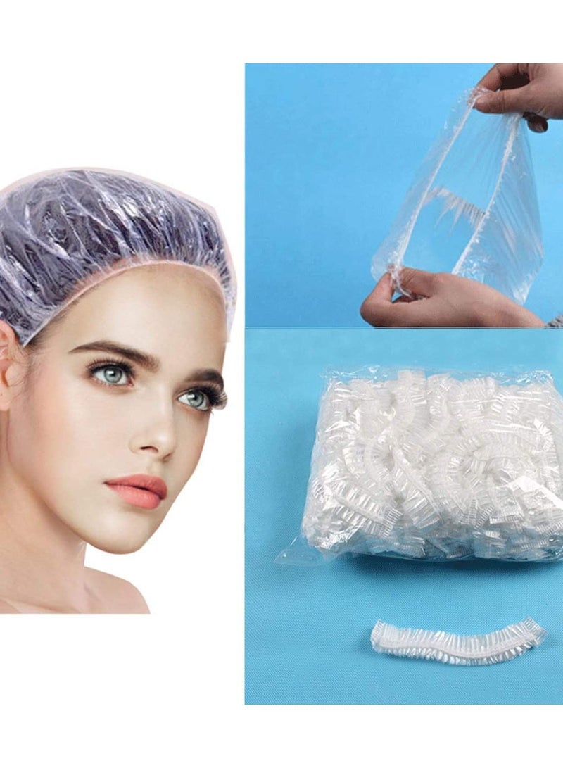 Libra Shower Cap Disposable, 200 Pieces Thickening Waterproof Shower Caps Normal Size, Clear - Image 1