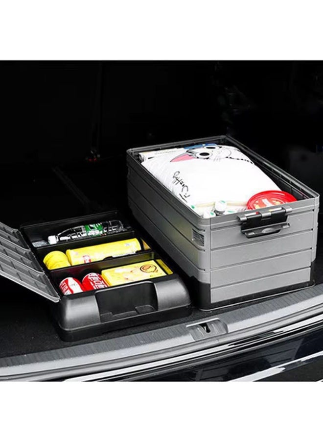 بلو فاير صندوق تخزين قابل للطي بسعة 75 لتر بطبقتين و3 أغطية – منظم قابل للتكديس للسيارة والمنزل والمطبخ والتخييم والمرآب، يمكن استخدامه كصندوق تبريد أو منظم للشنطة - Image 4