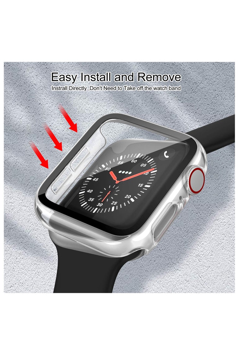 SYOSI - Screen Protector Fit for Apple Watch SE Series6/ 5/4 44mm,  Clear Case with Tempered Glass Screen Protector, Full Protection Bubble-Free Cover Fit for iWatch 44mm Series 6/5/ 4/ SE 【1 Pack】 - Image 1