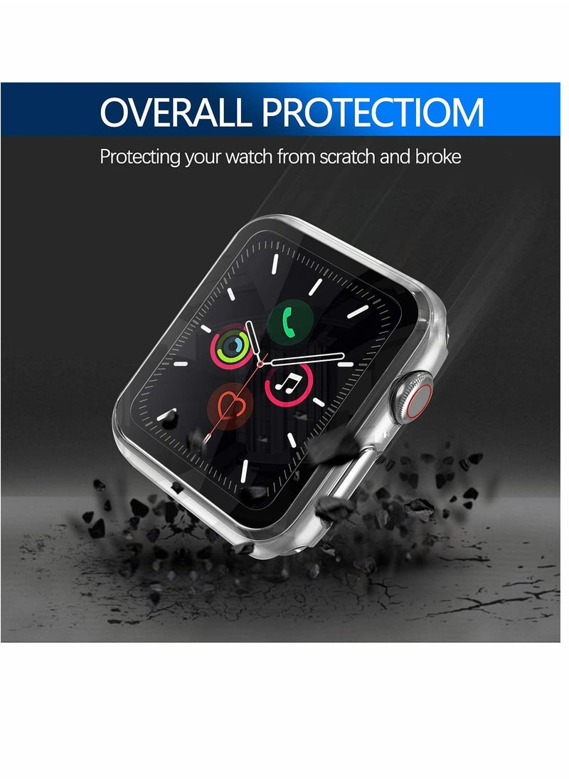 SYOSI - Screen Protector Fit for Apple Watch SE Series6/ 5/4 44mm,  Clear Case with Tempered Glass Screen Protector, Full Protection Bubble-Free Cover Fit for iWatch 44mm Series 6/5/ 4/ SE 【1 Pack】 - Image 1