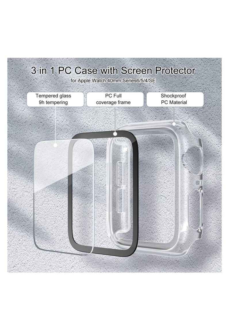 SYOSI - Screen Protector Fit for Apple Watch SE Series6/ 5/4 44mm,  Clear Case with Tempered Glass Screen Protector, Full Protection Bubble-Free Cover Fit for iWatch 44mm Series 6/5/ 4/ SE 【1 Pack】 - Image 1