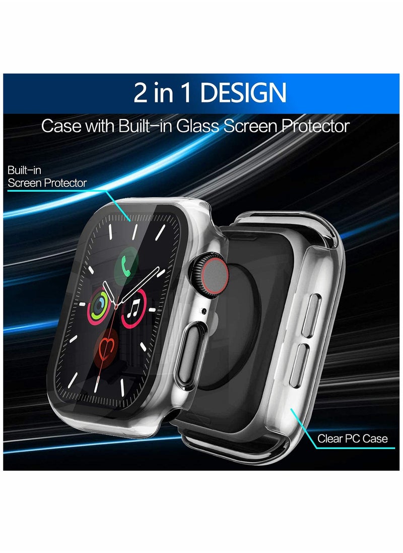 SYOSI - Screen Protector Fit for Apple Watch SE Series6/ 5/4 44mm,  Clear Case with Tempered Glass Screen Protector, Full Protection Bubble-Free Cover Fit for iWatch 44mm Series 6/5/ 4/ SE 【1 Pack】 - Image 1