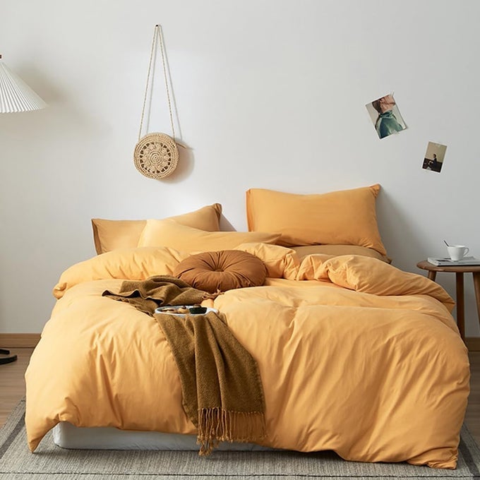 MUSTARD YELLOW KING SIZE COMFORTER SET 3PCS DARK YELLOW BEDDING COMFORTER SETS SOFT ALL SEASON COZY TURMERIC COMFORTER WITH 2 PILLOW CASES