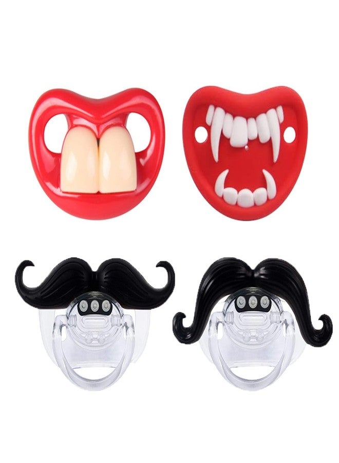 Intatikoo Funny Baby Pacifiers,Mustache Pacifiers for Babies 0-18 Months,Baby Teeth and Vampire Pacifier Funny Pacifiers for Boys and Girls BPA Free - Image 1