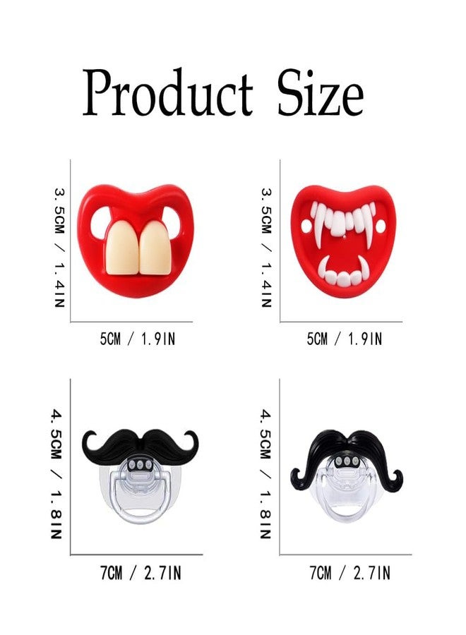 Intatikoo Funny Baby Pacifiers,Mustache Pacifiers for Babies 0-18 Months,Baby Teeth and Vampire Pacifier Funny Pacifiers for Boys and Girls BPA Free - Image 2