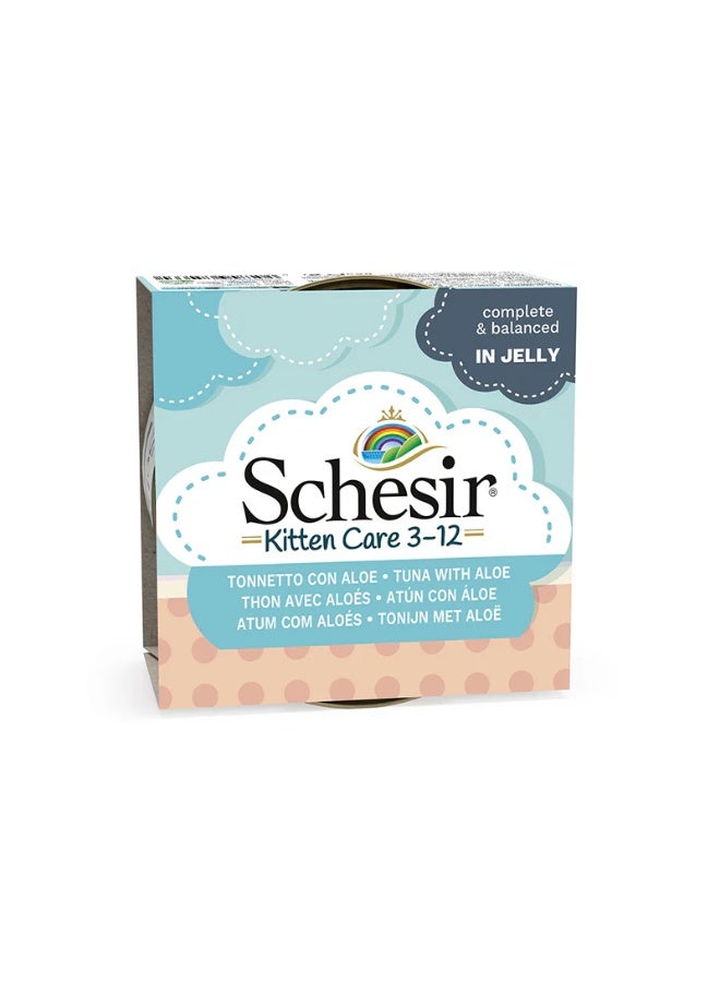 Schesir Kitten Care- Can In Jelly 3-12 Tuna with Aloe Wet Food 85g - Image 1