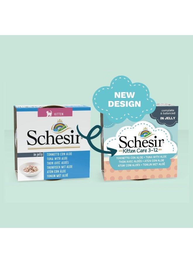 Schesir Kitten Care- Can In Jelly 3-12 Tuna with Aloe Wet Food 85g - Image 4